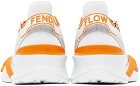 Fendi White & Orange 'Fendi Flow' Low-Top Sneakers