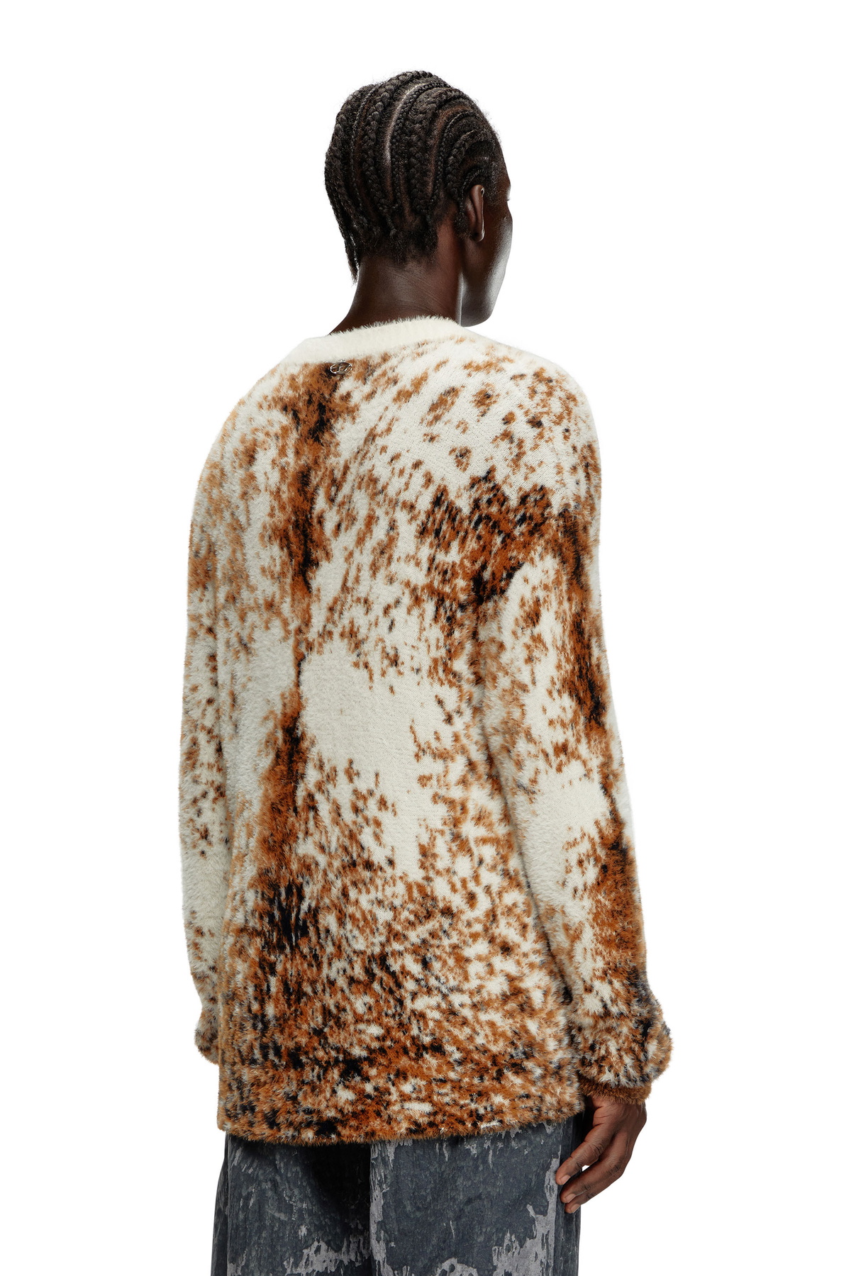 Diesel Fluffy jumper with animalier pattern - Knitwear Mens in 