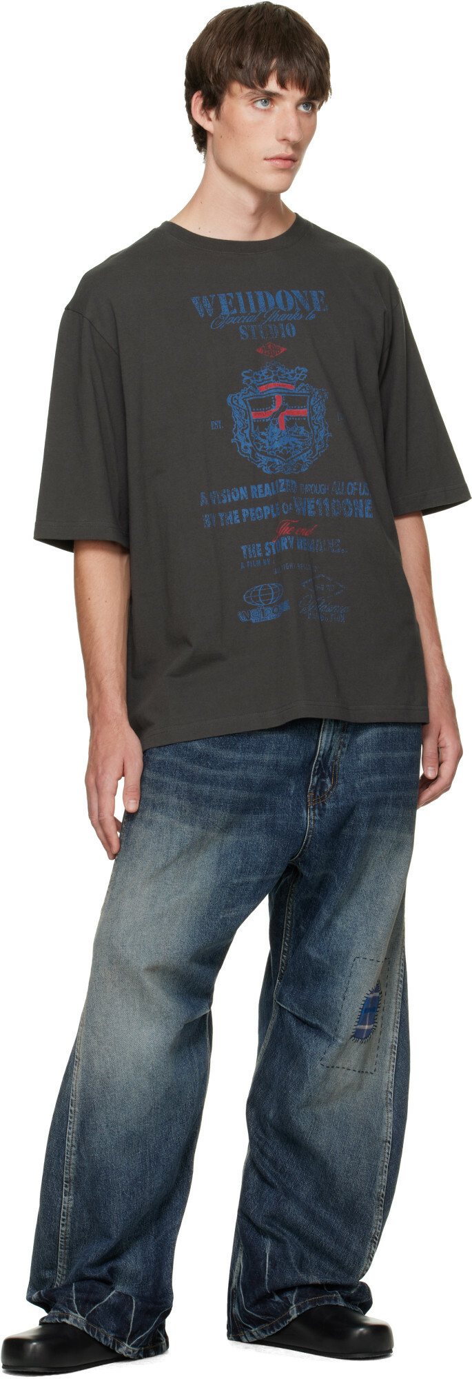 We11done Gray Credits Graphic T-shirt