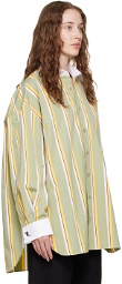 Raf Simons Green Striped Shirt