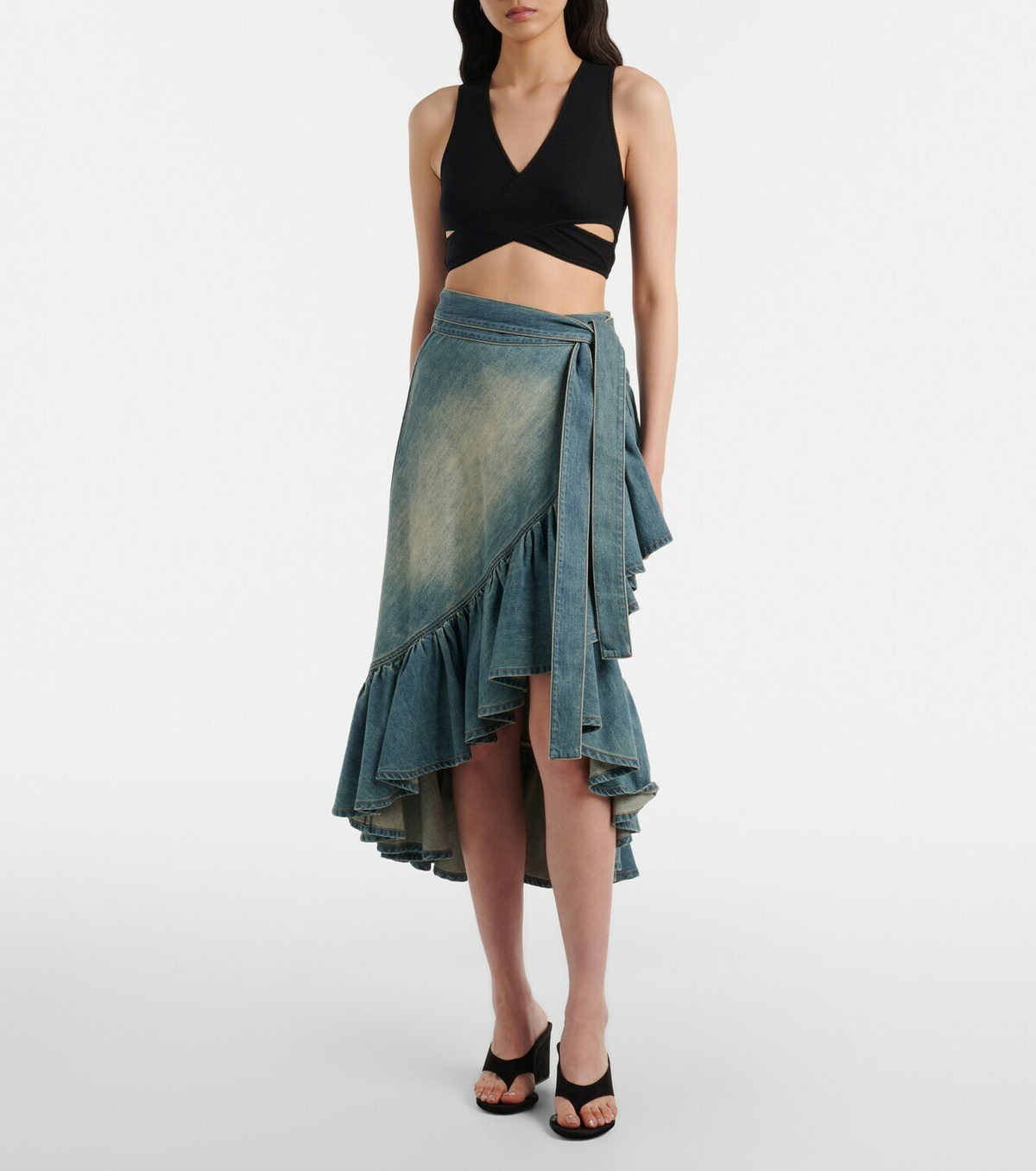 Alaïa Ribbed-knit jersey crop top