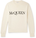 ALEXANDER MCQUEEN - Logo-Embroidered Cotton Sweater - Neutrals