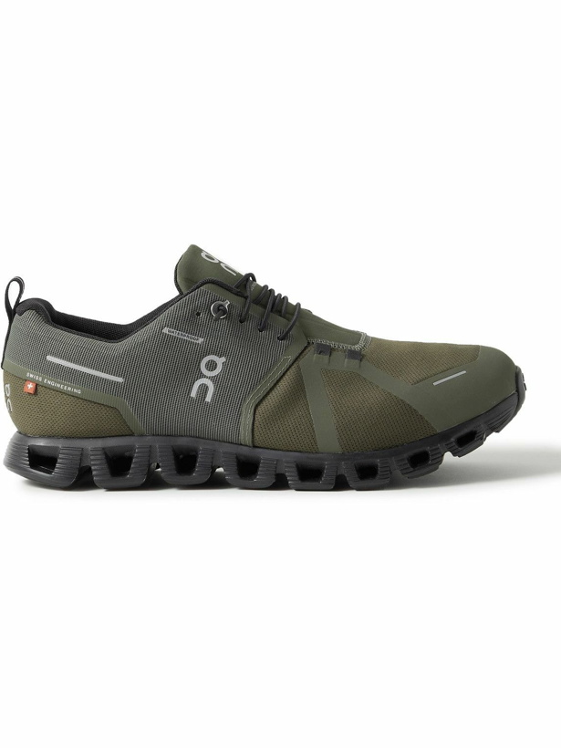 Photo: ON - Cloud 5 Waterproof Rubber-Trimmed Recycled Mesh Running Sneakers - Green