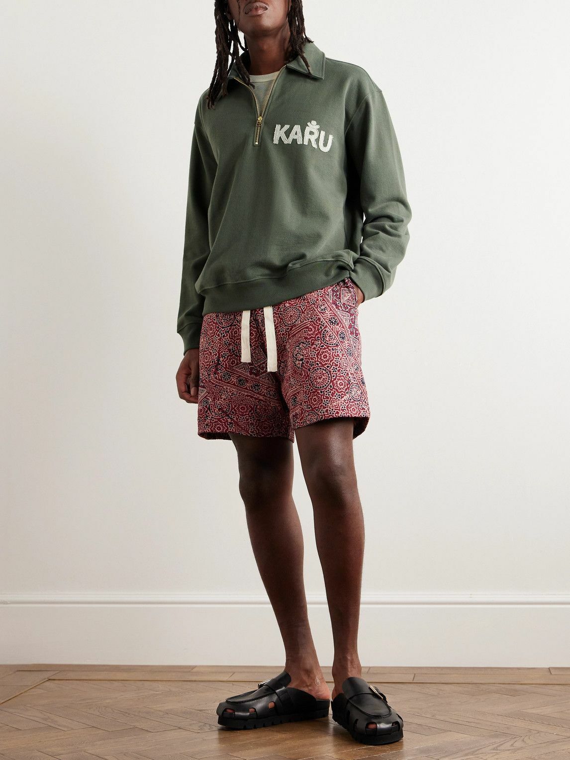 Karu Research - Logo-Appliquéd Cotton-Jersey Half-Zip Polo Shirt - Green
