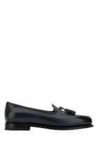 Santoni Dark Blue Leather Andrew Loafers