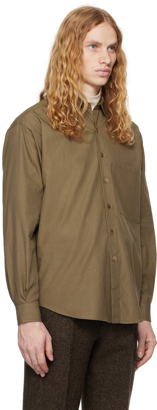 AURALEE Brown Washed Finx Twill Big Shirt Auralee