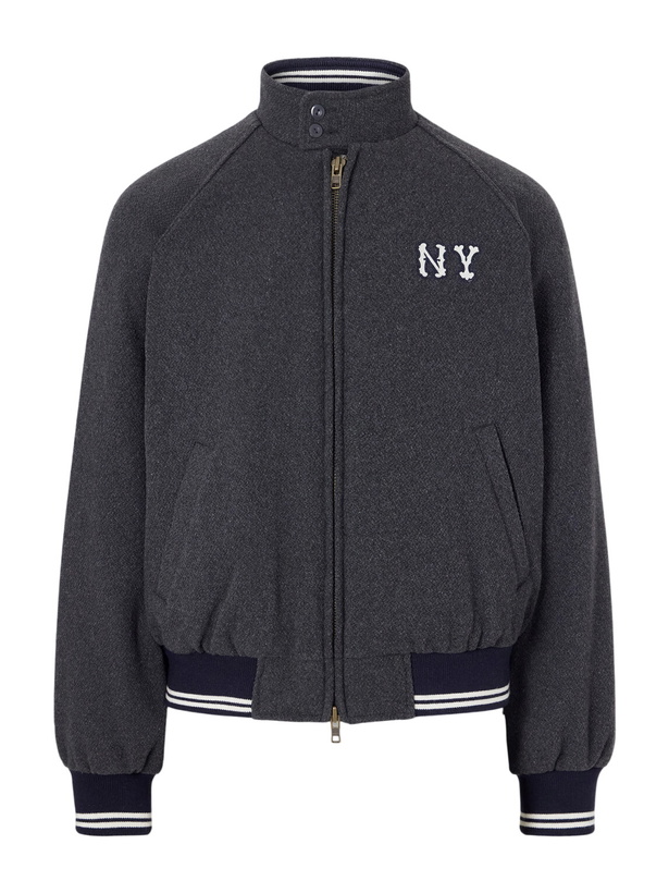 Photo: Aimé Leon Dore - Ny Highlanders Logo-Embroidered Wool-Blend Varsity Jacket - Gray