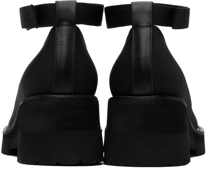 AMOMENTO Black Round Toe Strap Ballerina Flats