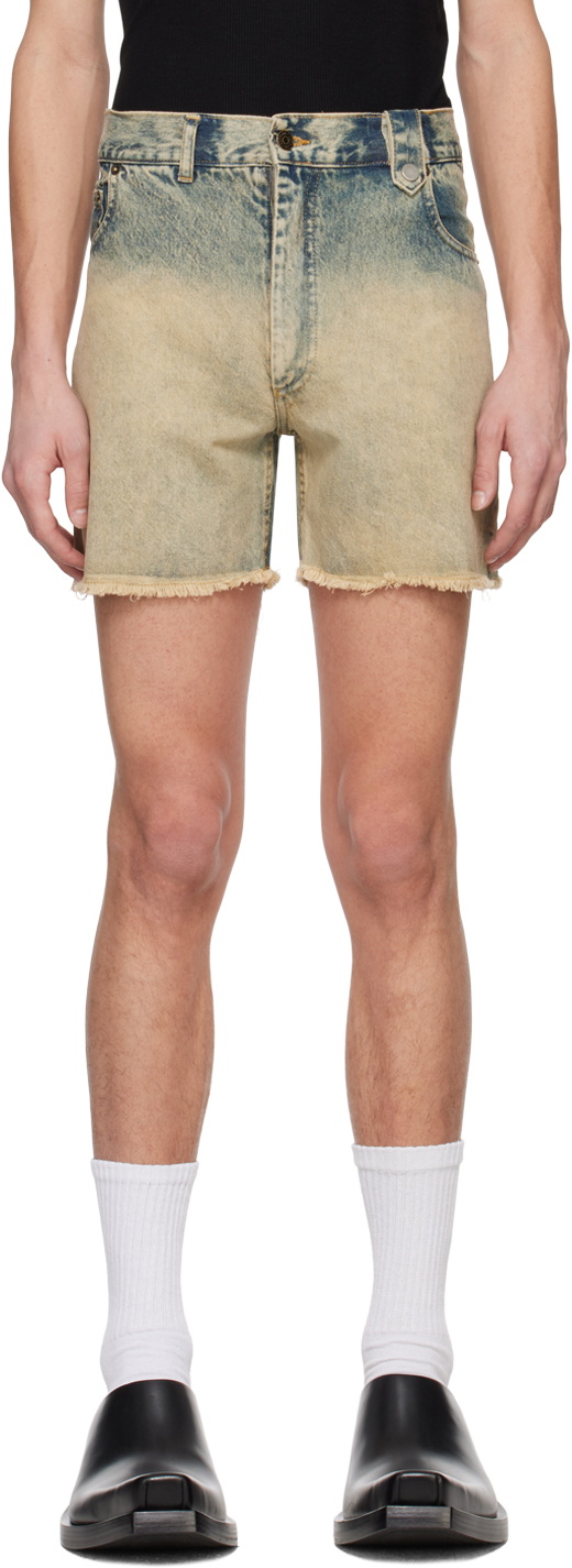 EGONlab Blue Stonewashed Denim Shorts