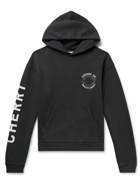 CHERRY LA - Logo-Embroidered Printed Cotton-Jersey Hoodie - Black
