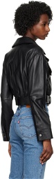Hugo Black Belted Leather Jacket