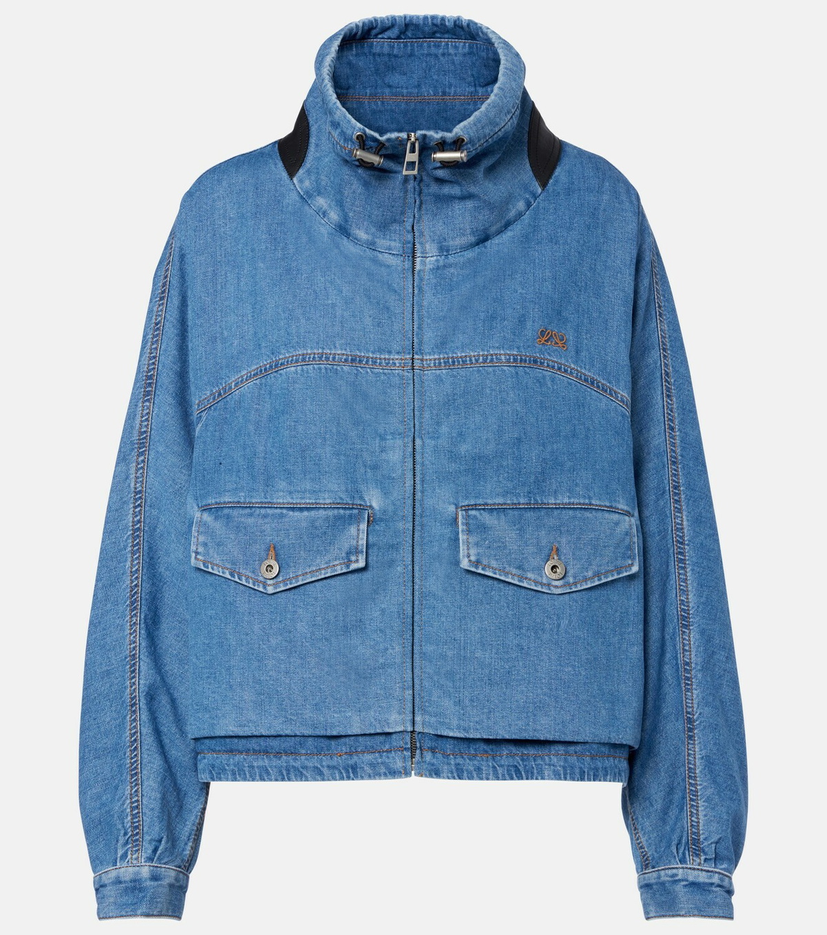 Loewe Leather-trimmed denim jacket