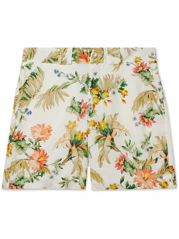 Photo: ERDEM - Lucas Straight-Leg Floral-Print Linen Bermuda Shorts - White