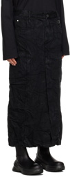 Wooyoungmi Black Crinkled Denim Maxi Skirt