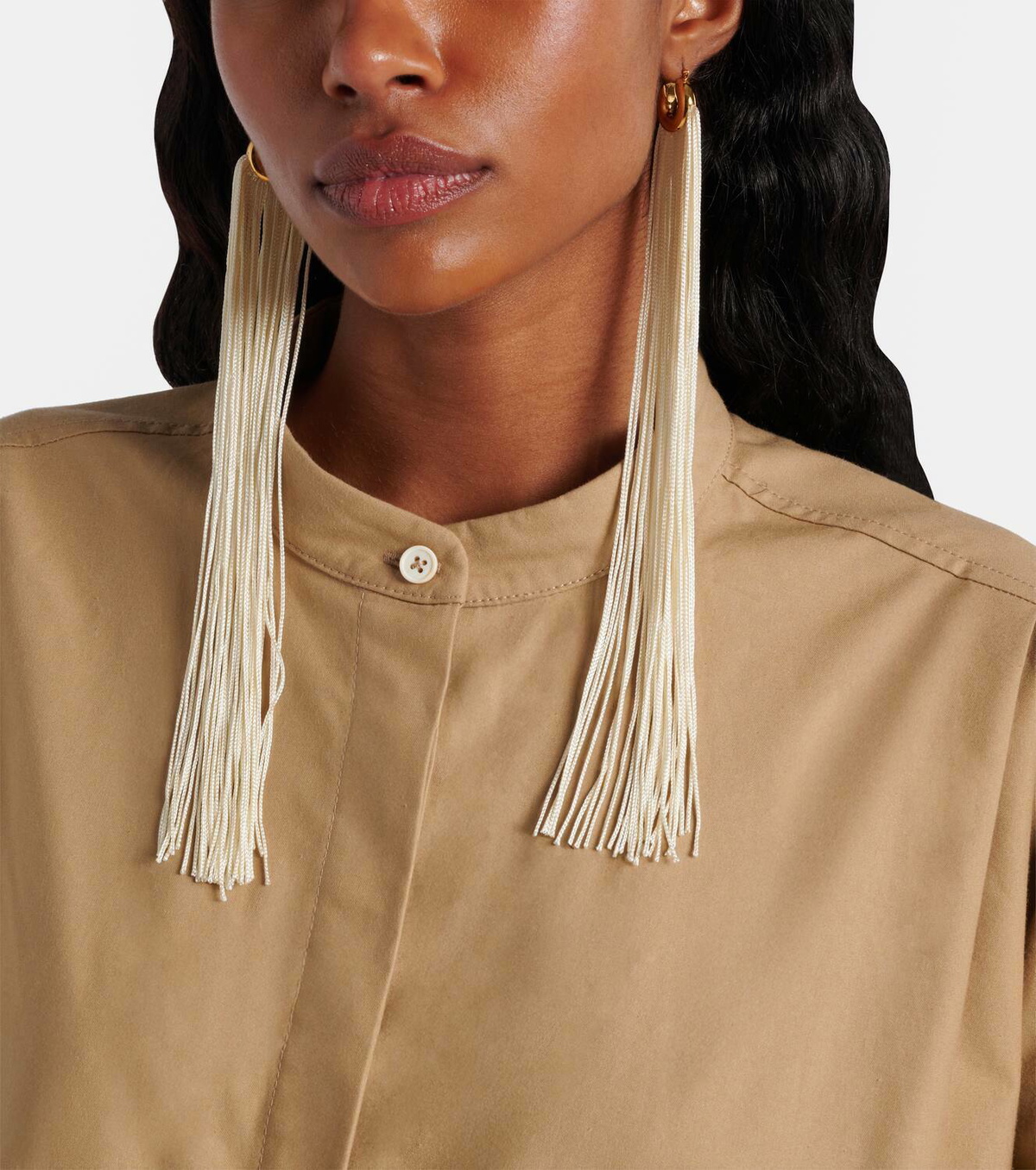 Jil Sander Fringed hoop earrings