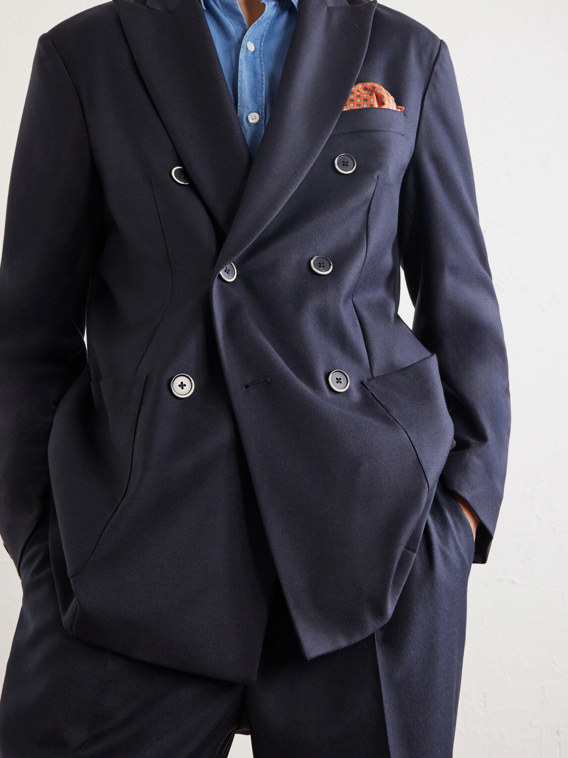 Barena - Doria Double-Breasted Wool-Blend Blazer - Blue