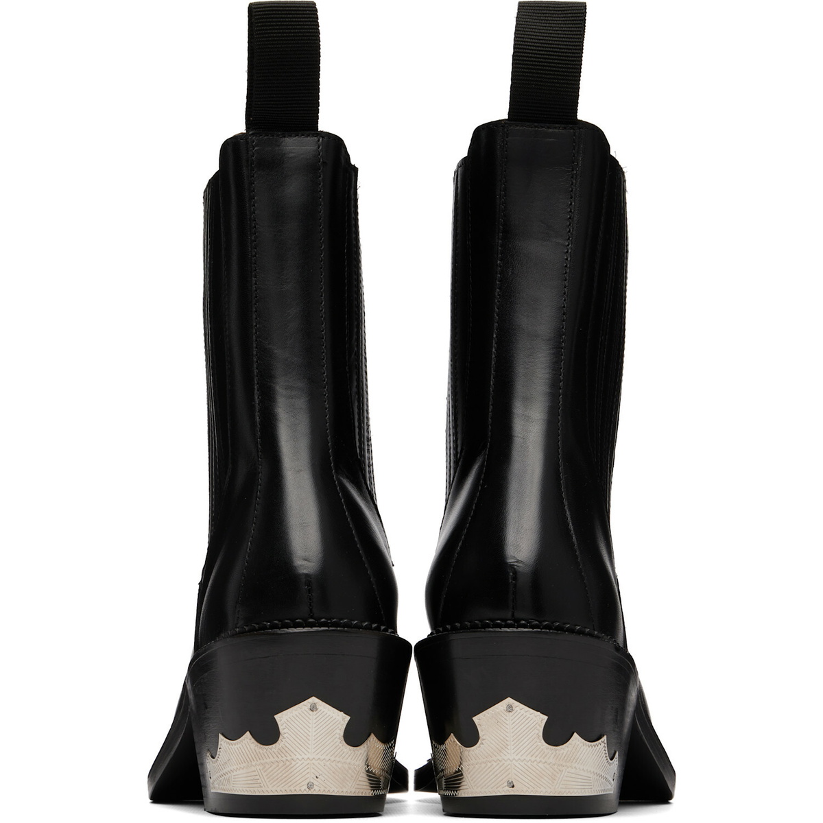 Toga Virilis Black Hard Leather Chelsea Boots