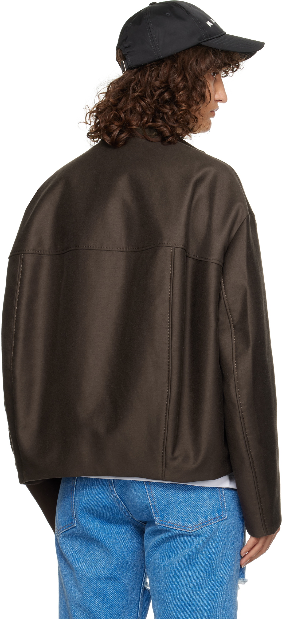 Marni Brown Cropped Cocoon Jacket Marni