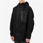 Maharishi Men's Asym Zipped Hooded Fleece Jacket in Black