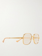 GUCCI - Round-Frame Gold-Tone Sunglasses