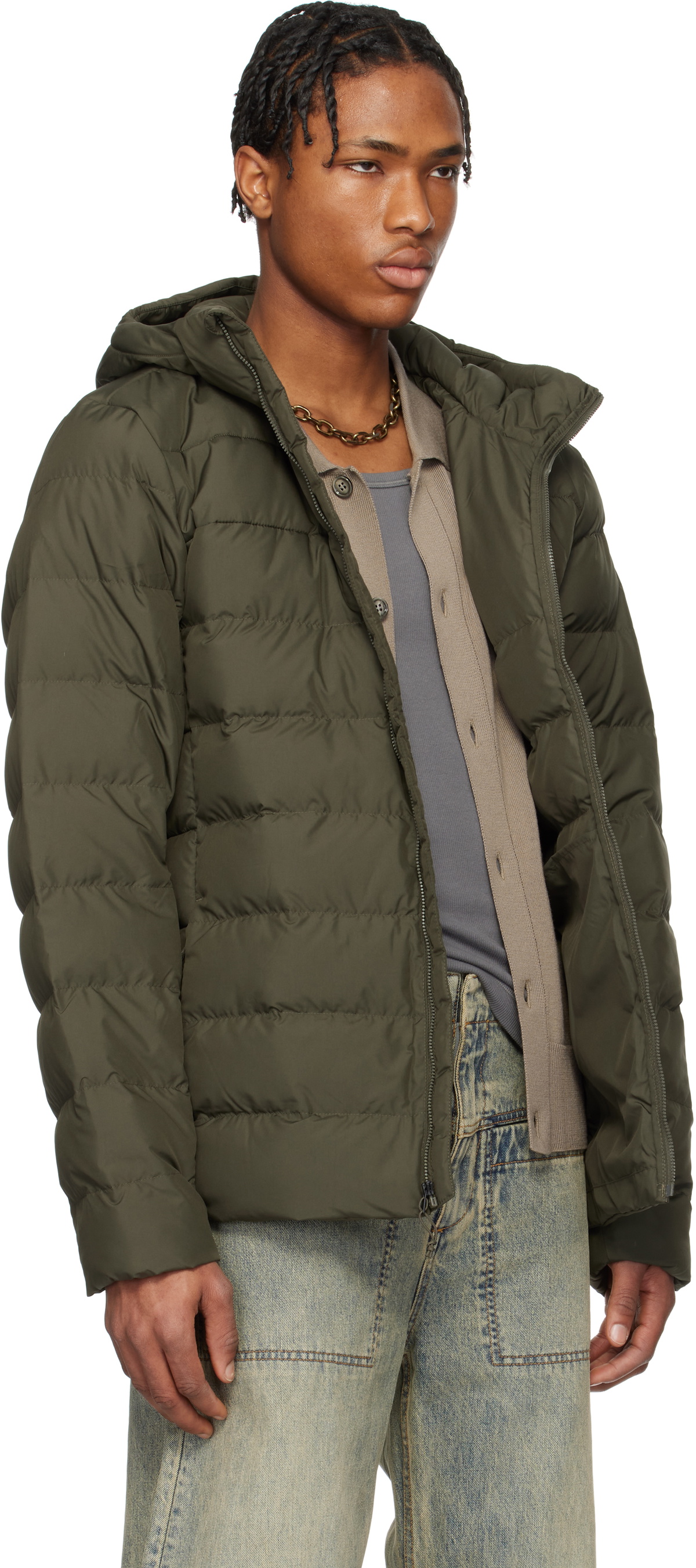 The North Face Khaki Aconcagua 3 Hoodie Down Jacket The North Face