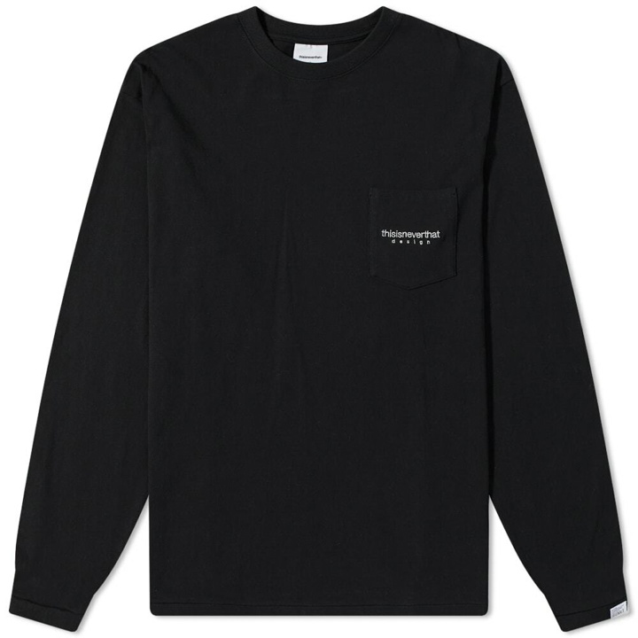 Photo: thisisneverthat Men's Long Sleeve L-Logo Pocket T-Shirt in Black