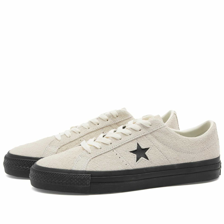 Photo: Converse Men's Cons One Star Pro Shaggy Suede Sneakers in Egret/Black