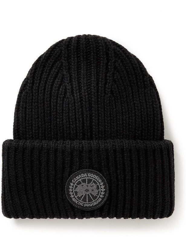 Photo: Canada Goose - Logo-Appliquéd Ribbed Wool and Cashmere-Blend Beanie