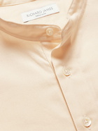 Richard James - Grandad-Collar Cotton-Flannel Half-Placket Shirt - Neutrals