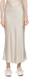 Silk Laundry Beige Bias-Cut Maxi Skirt