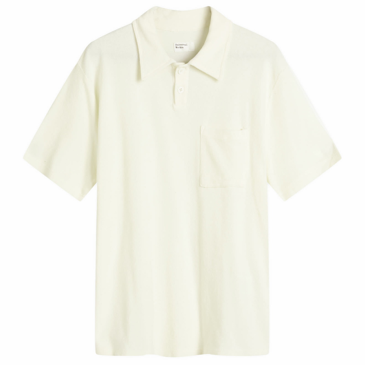 Universal Works Men's Newlyn Light Weight Terry Polo in Ecru