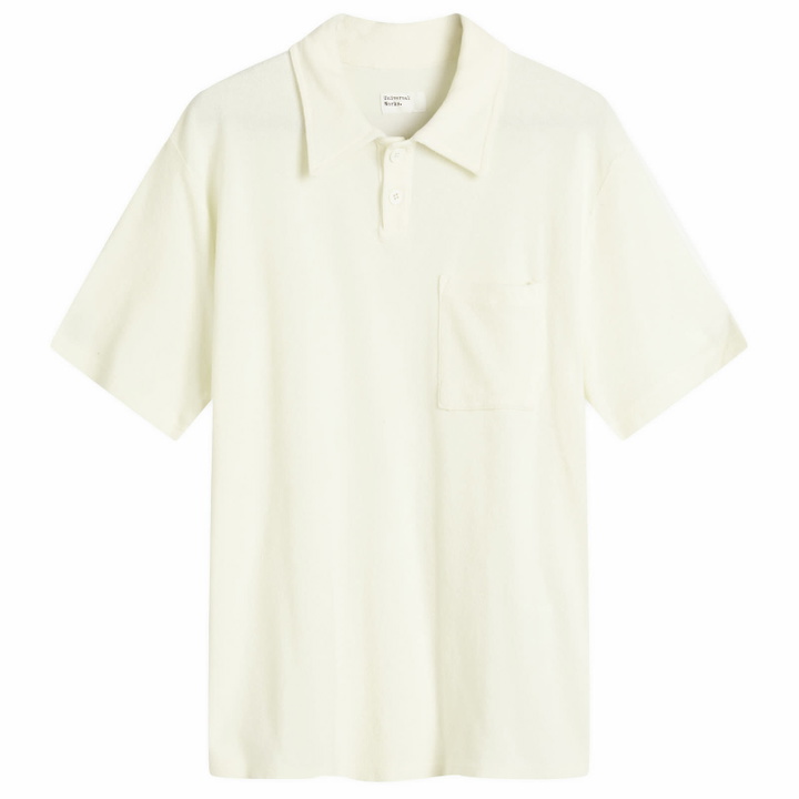 Photo: Universal Works Men's Newlyn Light Weight Terry Polo in Ecru