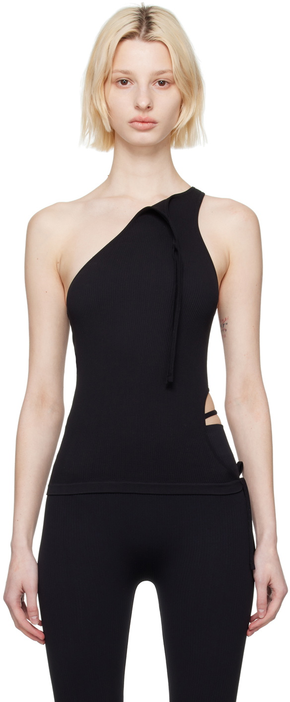 ANDREĀDAMO Black Asymmetric Tank Top