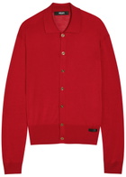 Versace Fine-knit Silk-blend Cardigan Red