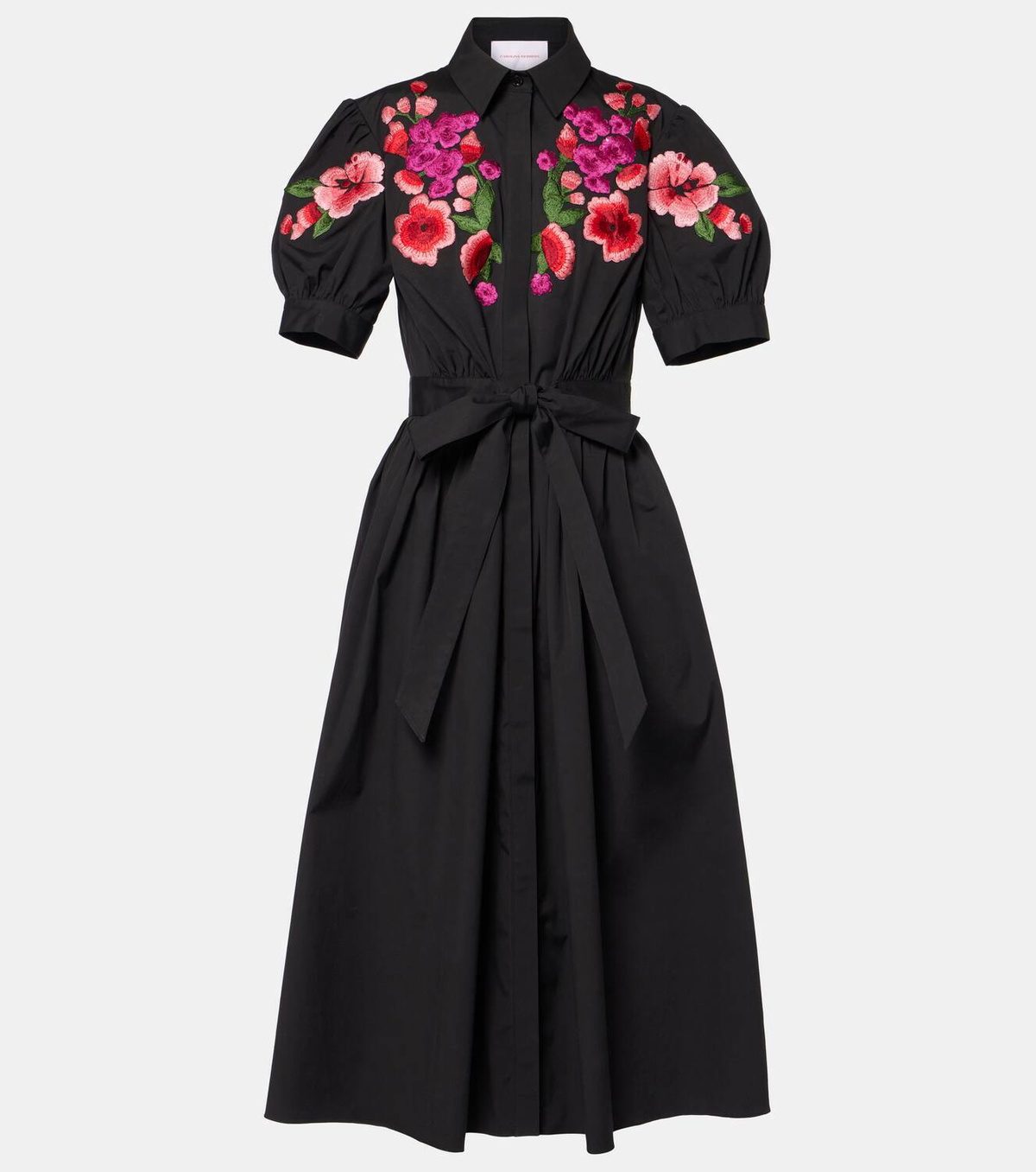 Carolina Herrera Floral embroidered cotton-blend shirt dress Carolina  Herrera