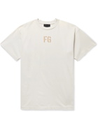 FEAR OF GOD - Logo-Flocked Cotton-Jersey T-Shirt - Neutrals