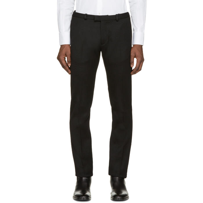 Costume National Black Wool Ribbed Trousers