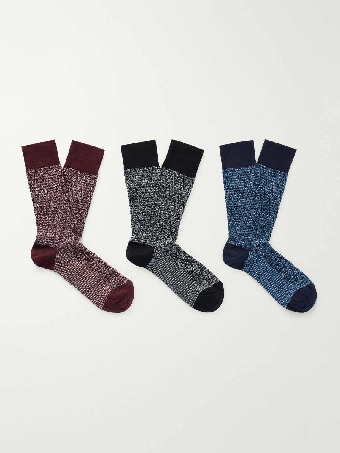 Missoni - Three-Pack Cotton-Blend Crochet-Knit Socks - Multi