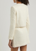 Self-portrait Pearl and Sequin-embellished Tweed Jacket Cream