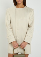 Bettter Striped Wool-blend Mini Blazer Dress Off White