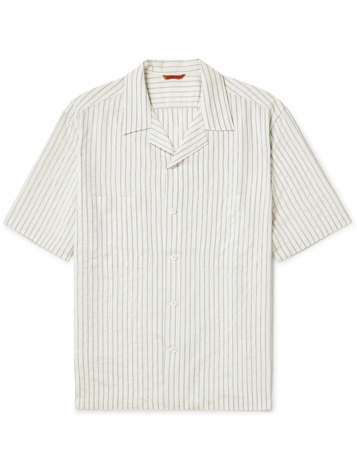 Barena - Solana Striped Modal-Blend Seersucker Shirt - White Barena