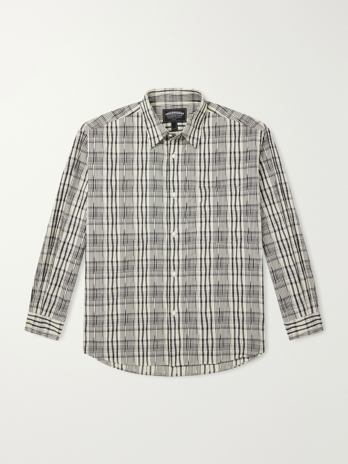 FrizmWORKS - Striped Crinkled Cotton-Blend Shirt - Gray