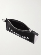 Balenciaga - Logo-Print Full-Grain Leather Cardholder with Lanyard