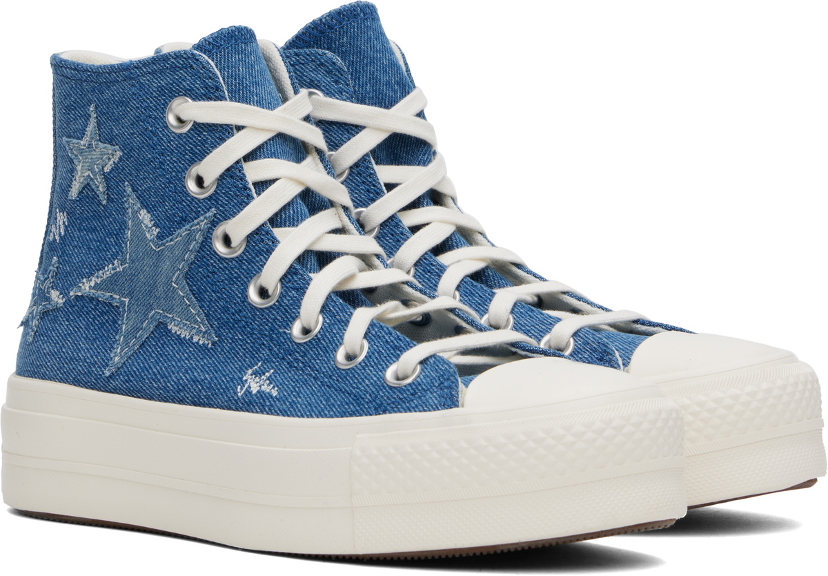 国内配送 CONVERSE STAR & BARS DENIM BLUE Converse Chuck Taylor All Star Lift Denim in Navy/Egret