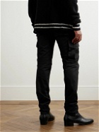 Balmain - Tapered Panelled Stretch-Cotton Cargo Trousers - Black