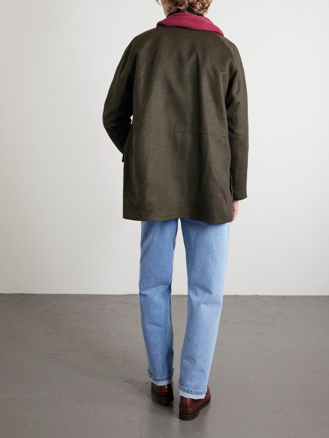J. Mueser - Game Corduroy-Trimmed Wool Jacket - Green