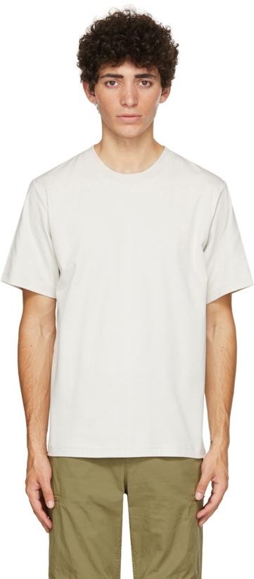 Photo: Helmut Lang Taupe Piped Logo T-Shirt