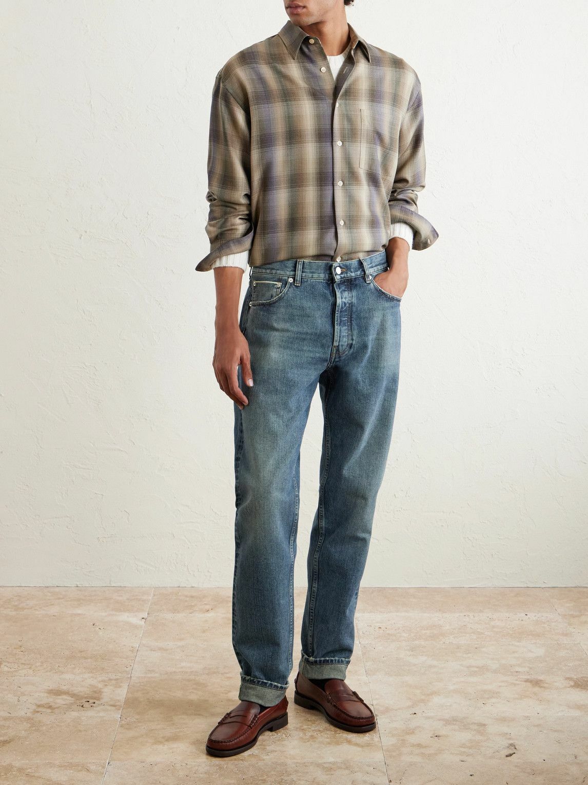 Thom Sweeney - Straight-Leg Distressed Jeans - Blue