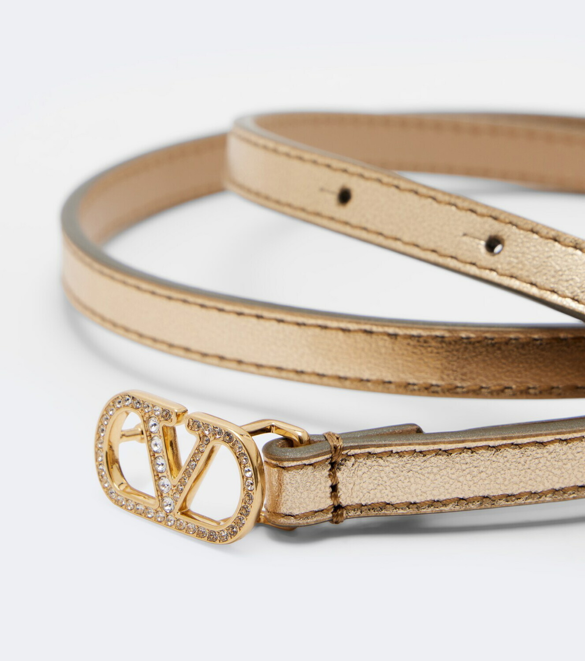 Valentino Garavani VLogo embellished metallic leather belt