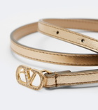 Valentino Garavani VLogo embellished metallic leather belt